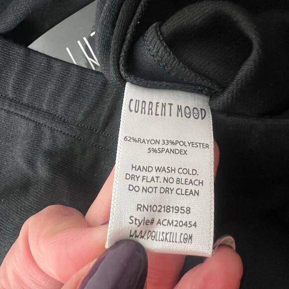 Dolls Kill Current Mood Black Spiked Leggings Faux Leather Side Panels Punk Goth - Picture 10 of 12